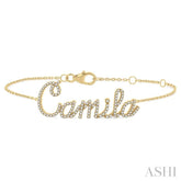 1/4 Ctw 'Camila' Script Name Round Cut Diamond Bracelet in 10K Yellow Gold